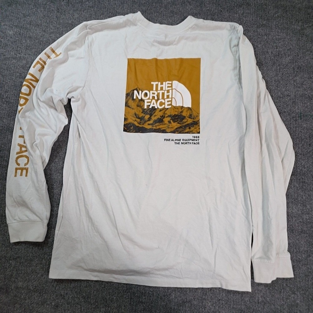 The North Face Shirt Mens Large White Mountain Graphic Long Sleeve Tee Top